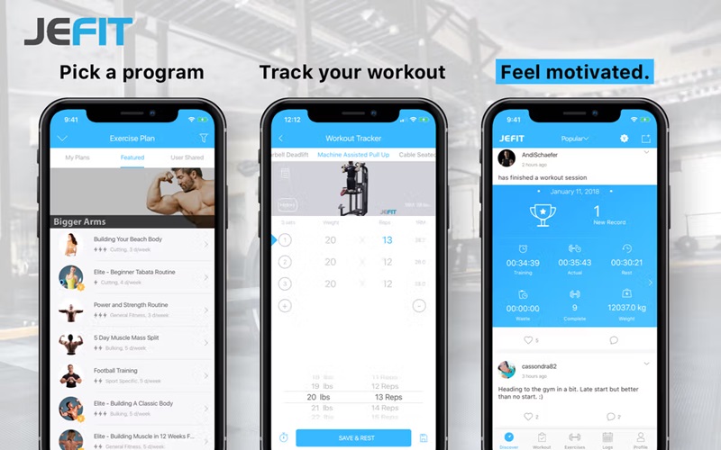 معرفی 5 تا از بهترین اپلیکیشن های ورزش در خانه: راهنمای کامل برای تناسب اندام 4 اپلیکیشن JEFIT Workout Planner Gym Log